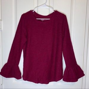 St. John’s Bay Maroon Ruffle Sleeve Sweater